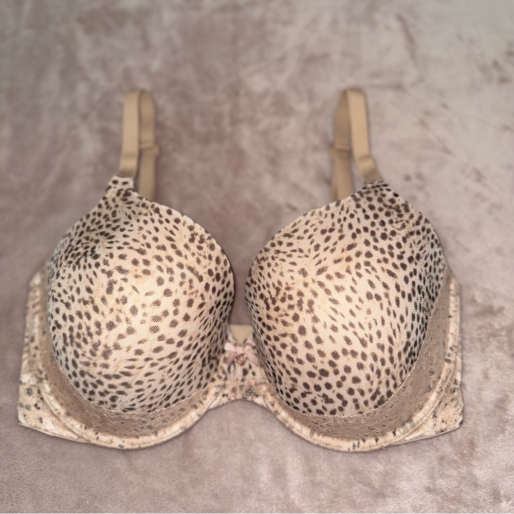 Victorias secret animal print lace lined perfect coverage bra size 34DDD